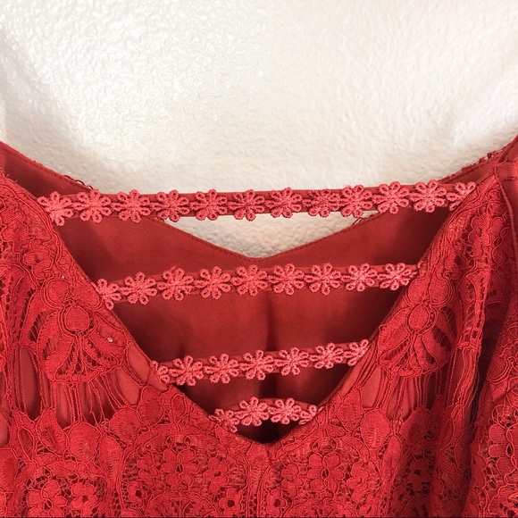 Love Fire Orange Lace Cold Shoulder Short Dress - Picture 5 of 8